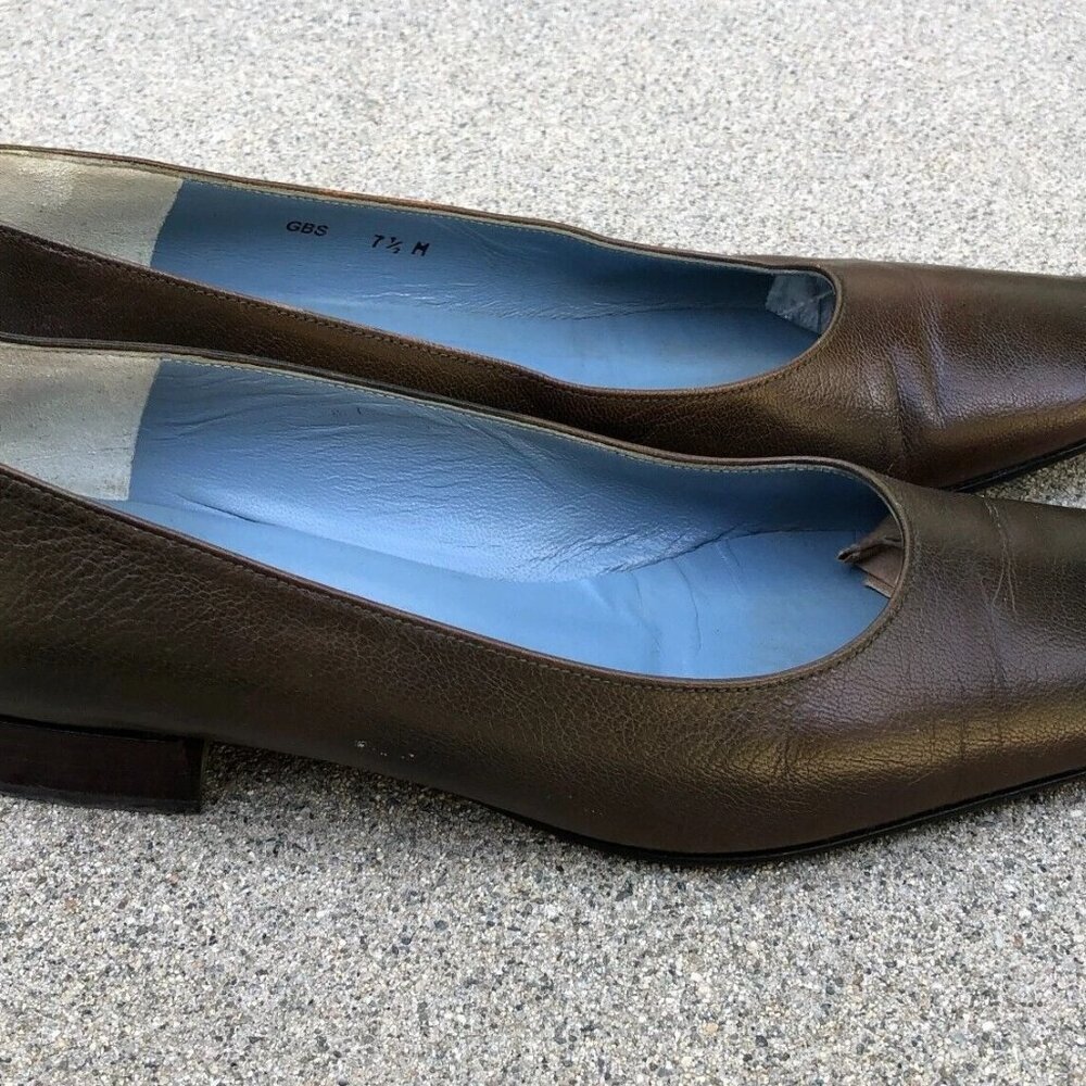 Vintage CHARLES JOURDAN Paris Round Toe Shoes 7.5 Women's Brown Leather Slip On